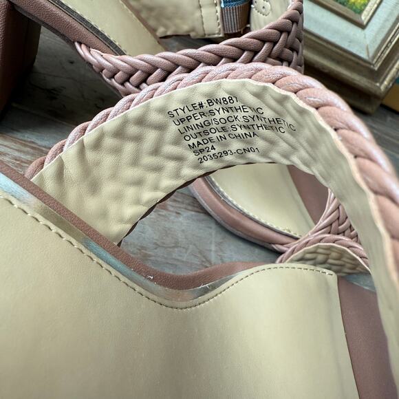 Women's J.Crew Tan Braided Faux Leather Sandal with Buckle Detail Size 7.5‎ NEW - Picture 4 of 7